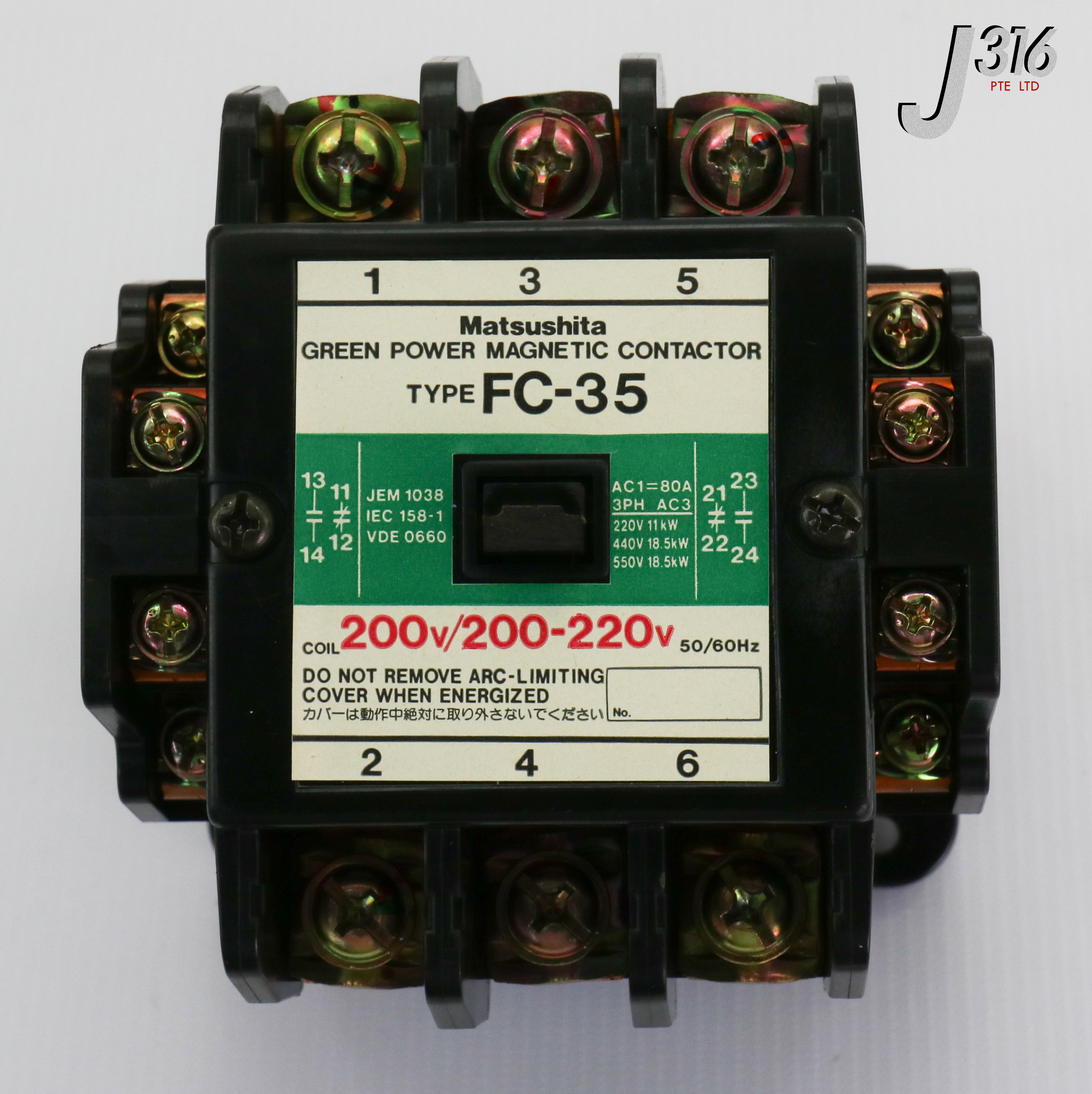 17047 MATSUSHITA TYPE FC-35, GREEN POWER MAGNETIC CONTACTOR, COIL...